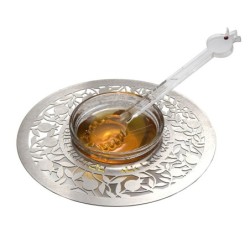 Dorit Judaica Stainless Steel & Glass Rosh Hashanah Honey Dish - Pomeg