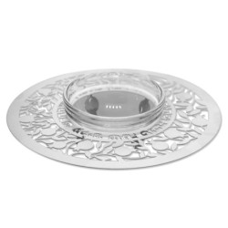 Dorit Judaica Stainless Steel & Glass Rosh Hashanah Honey Dish - Pomeg