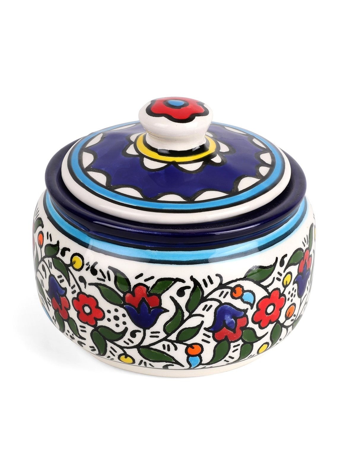 Flowers Sugar and Honey Bowl. Armenian Ceramic