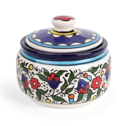 Flowers Sugar and Honey Bowl. Armenian Ceramic