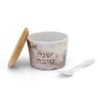 Bamboo Rosh Hashanah Honey Dish with Marble Pattern