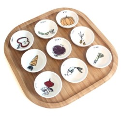 Modern Rosh Hashanah Seder Plate Bamboo by Mickala Design