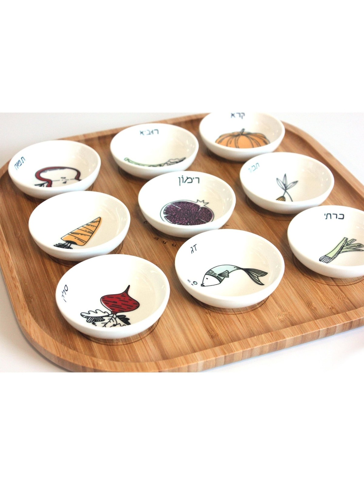Modern Rosh Hashanah Seder Plate Bamboo by Mickala Design