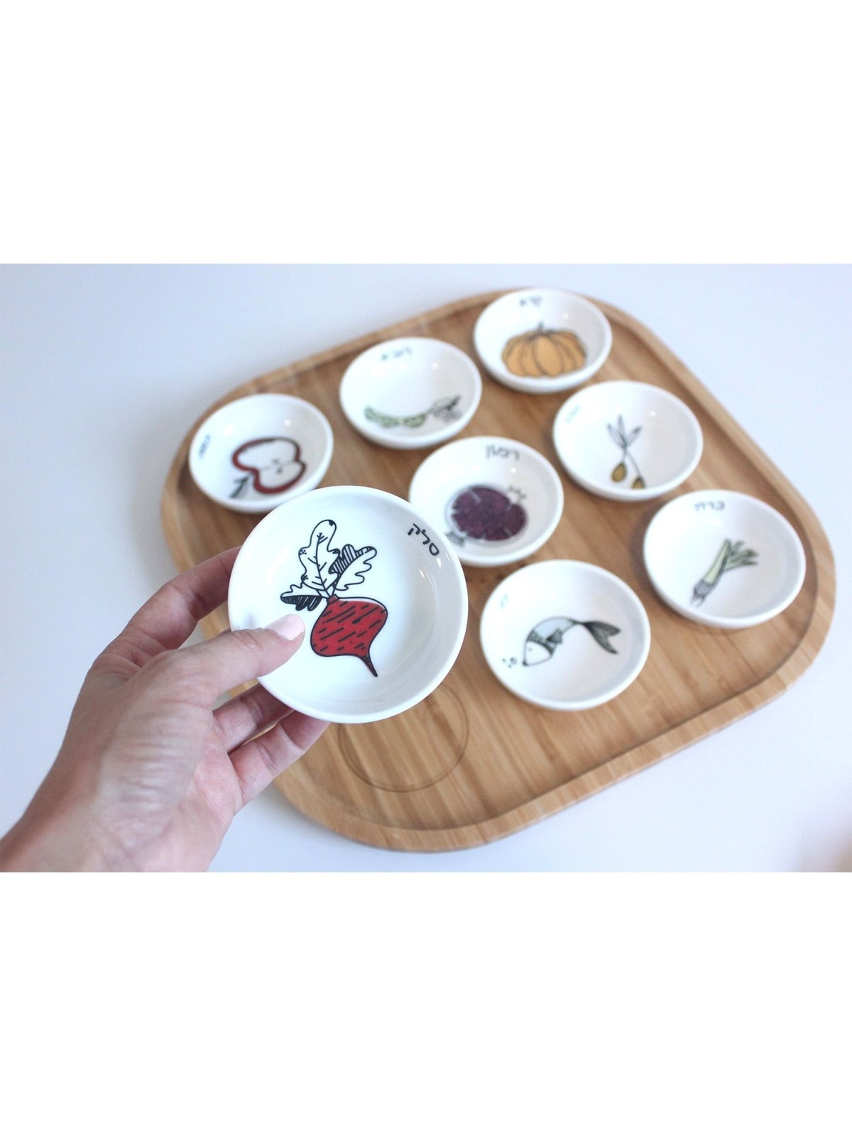 Modern Rosh Hashanah Seder Plate Bamboo by Mickala Design