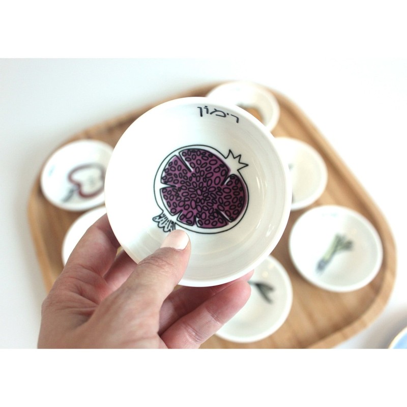 Modern Rosh Hashanah Seder Plate Bamboo by Mickala Design