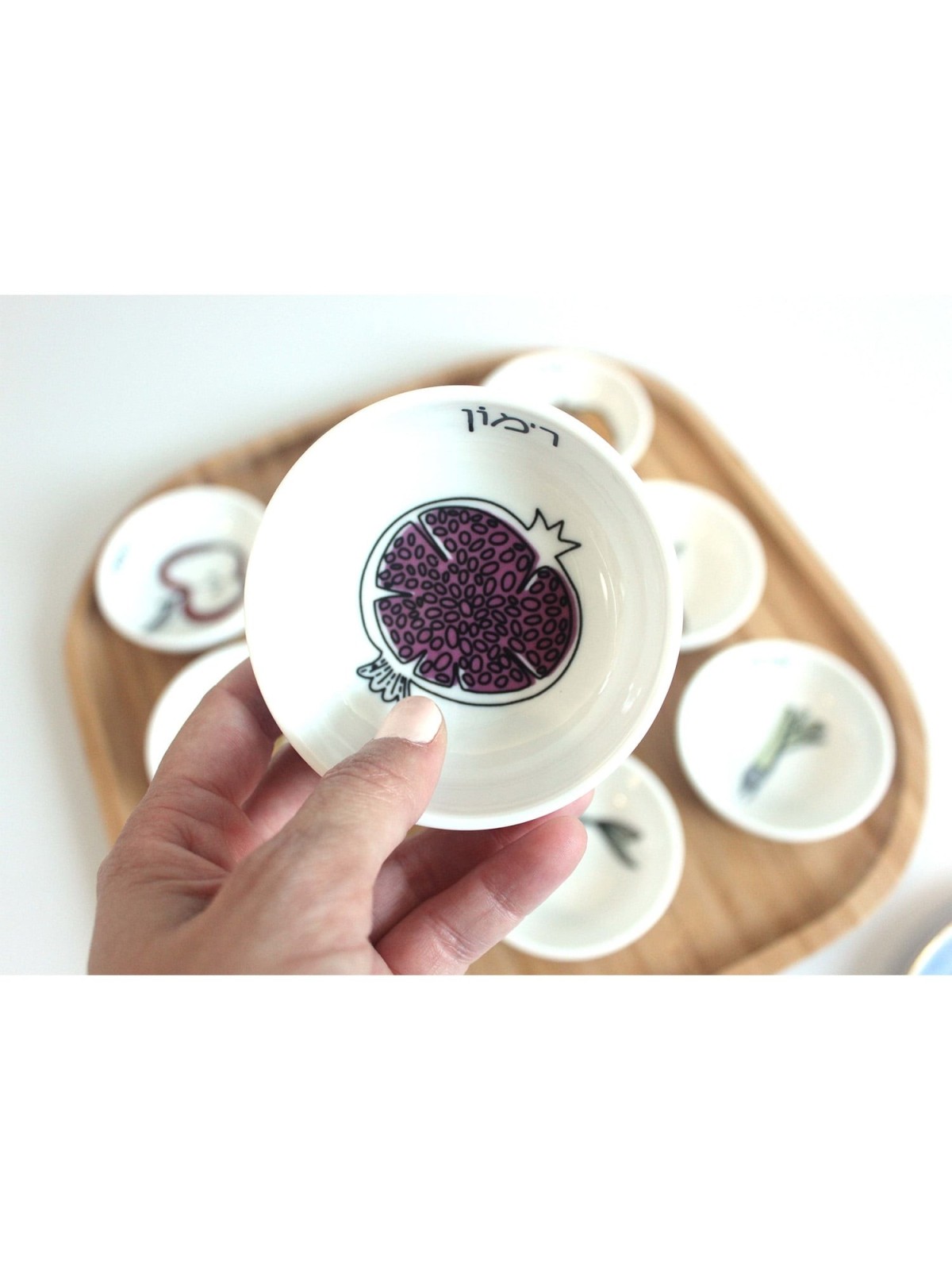 Modern Rosh Hashanah Seder Plate Bamboo by Mickala Design