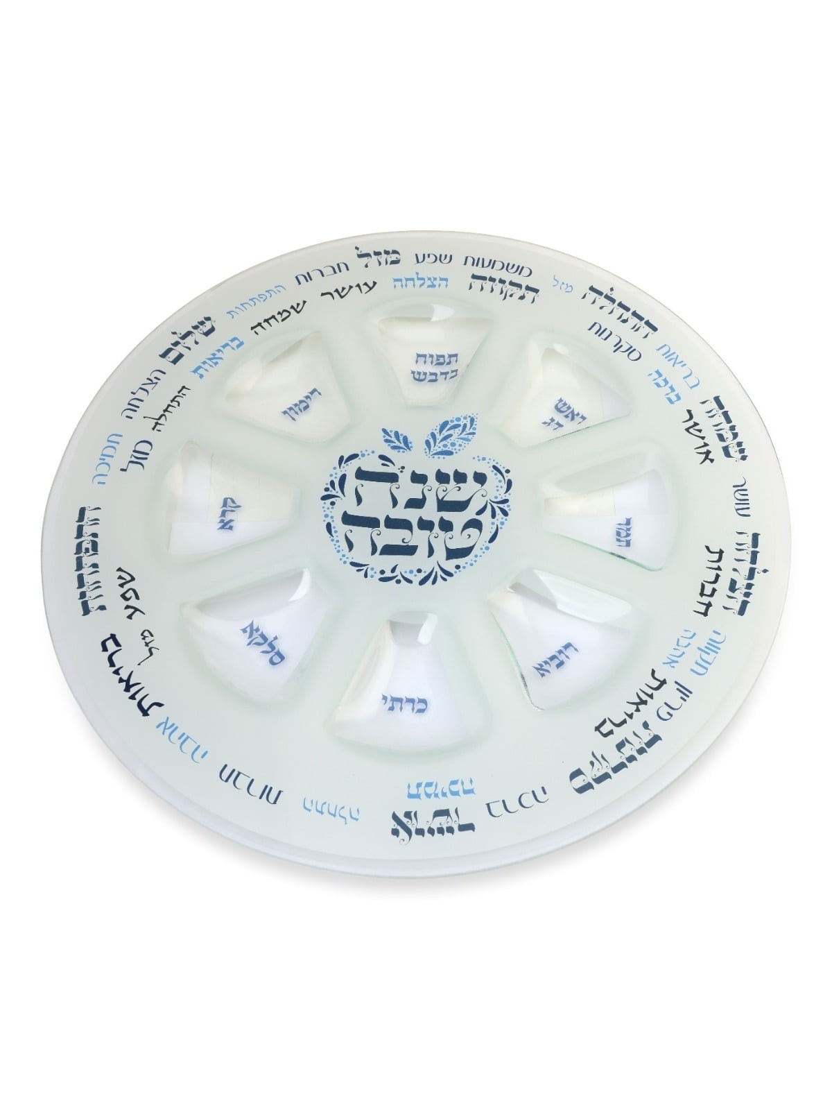 Glass Rosh Hashanah Seder Plate - Blessings