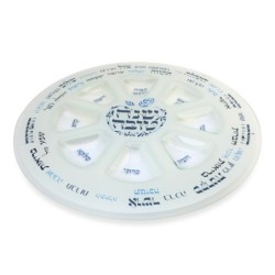 Glass Rosh Hashanah Seder Plate - Blessings