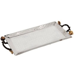 Yair Emanuel Large Hammered Serving Tray - Pomegranates