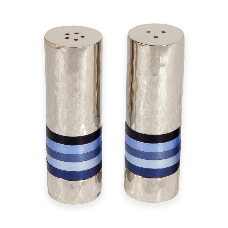 Yair Emanuel Textured Nickel Cylinder Salt and Pepper Set