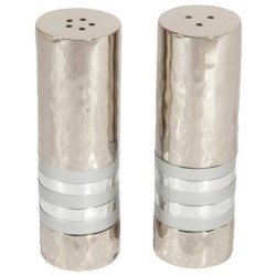 Yair Emanuel Textured Nickel Cylinder Salt and Pepper Set