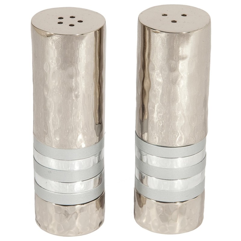 Yair Emanuel Textured Nickel Cylinder Salt and Pepper Set