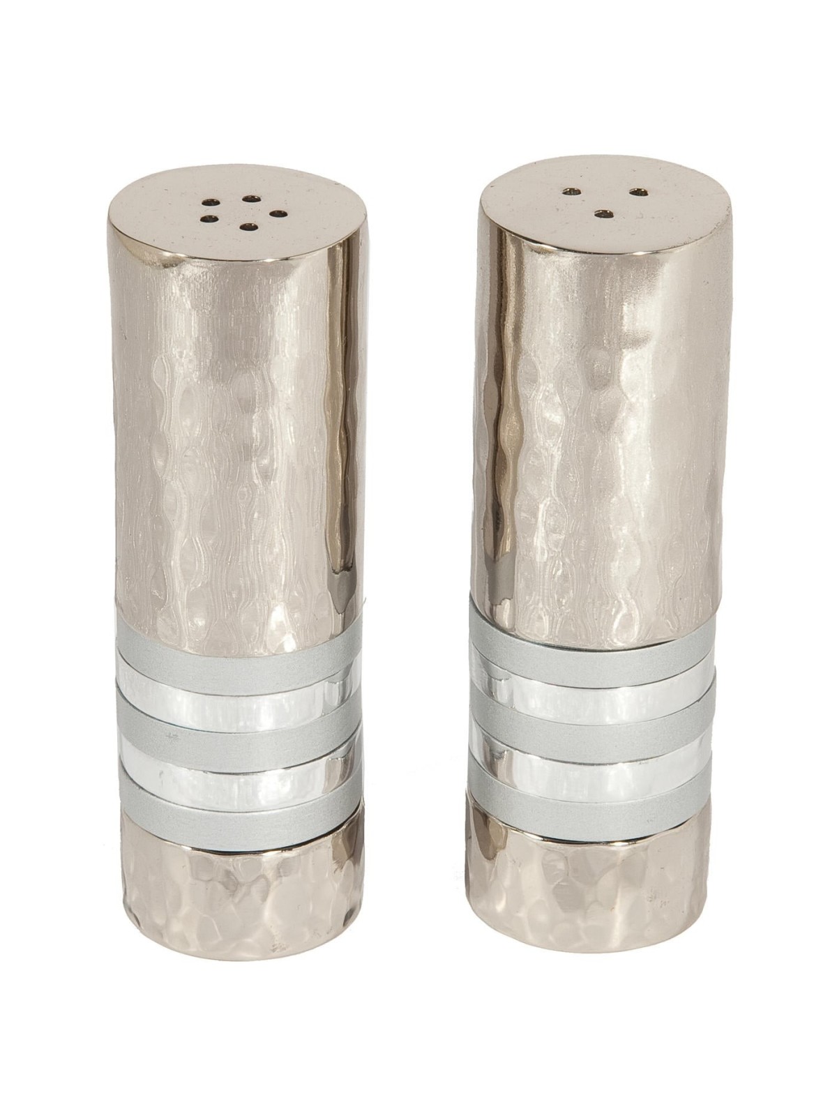 Yair Emanuel Textured Nickel Cylinder Salt and Pepper Set