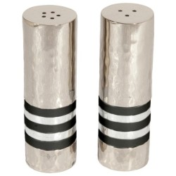 Yair Emanuel Textured Nickel Cylinder Salt and Pepper Set