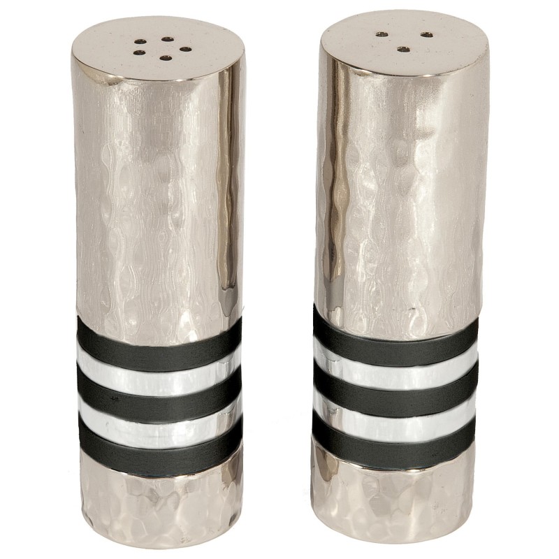 Yair Emanuel Textured Nickel Cylinder Salt and Pepper Set