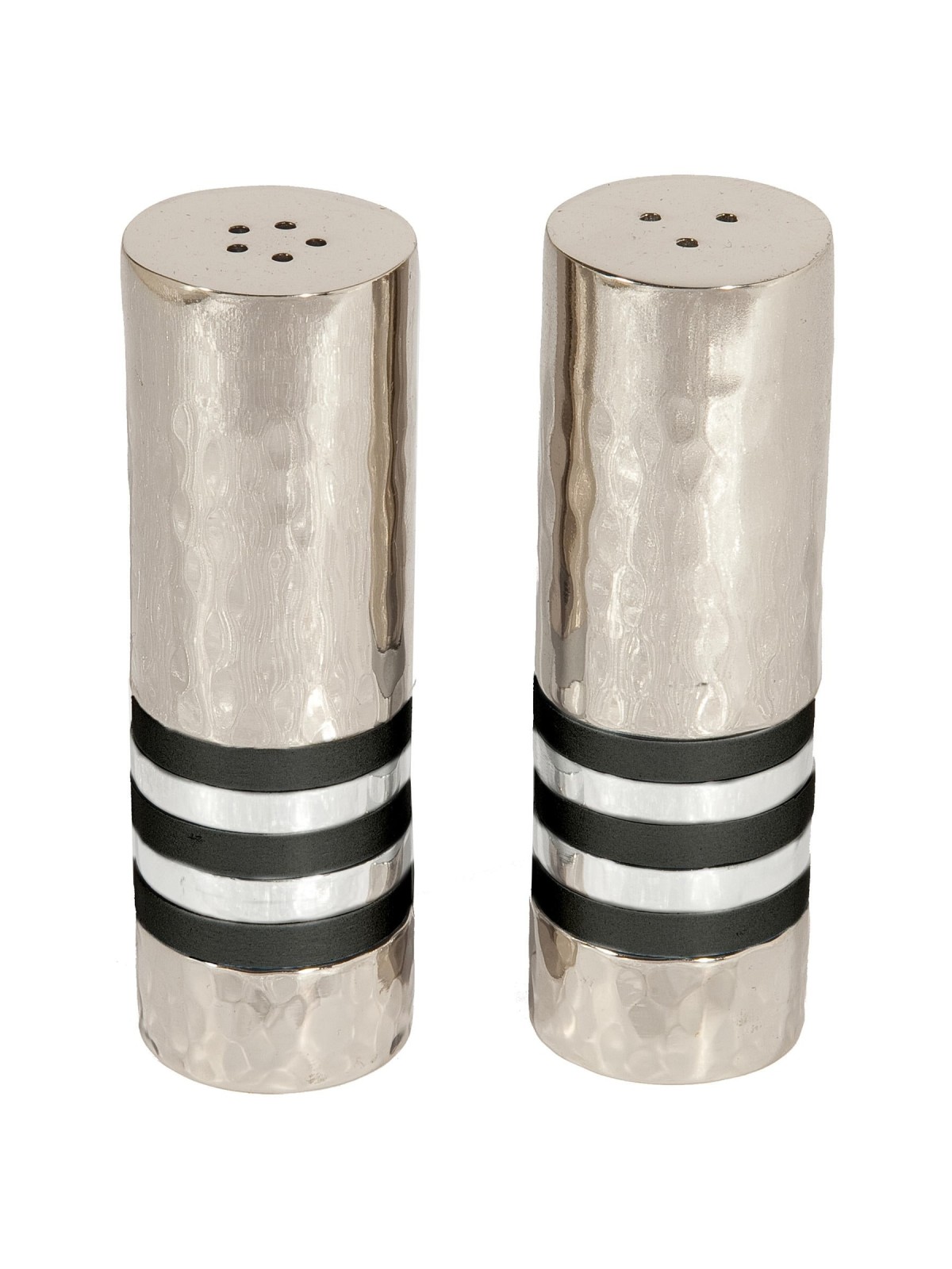 Yair Emanuel Textured Nickel Cylinder Salt and Pepper Set