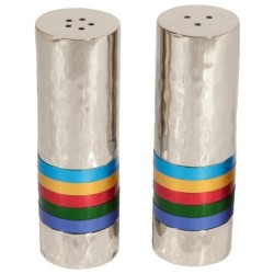 Yair Emanuel Textured Nickel Cylinder Salt and Pepper Set