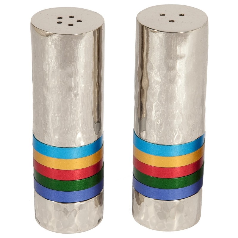 Yair Emanuel Textured Nickel Cylinder Salt and Pepper Set