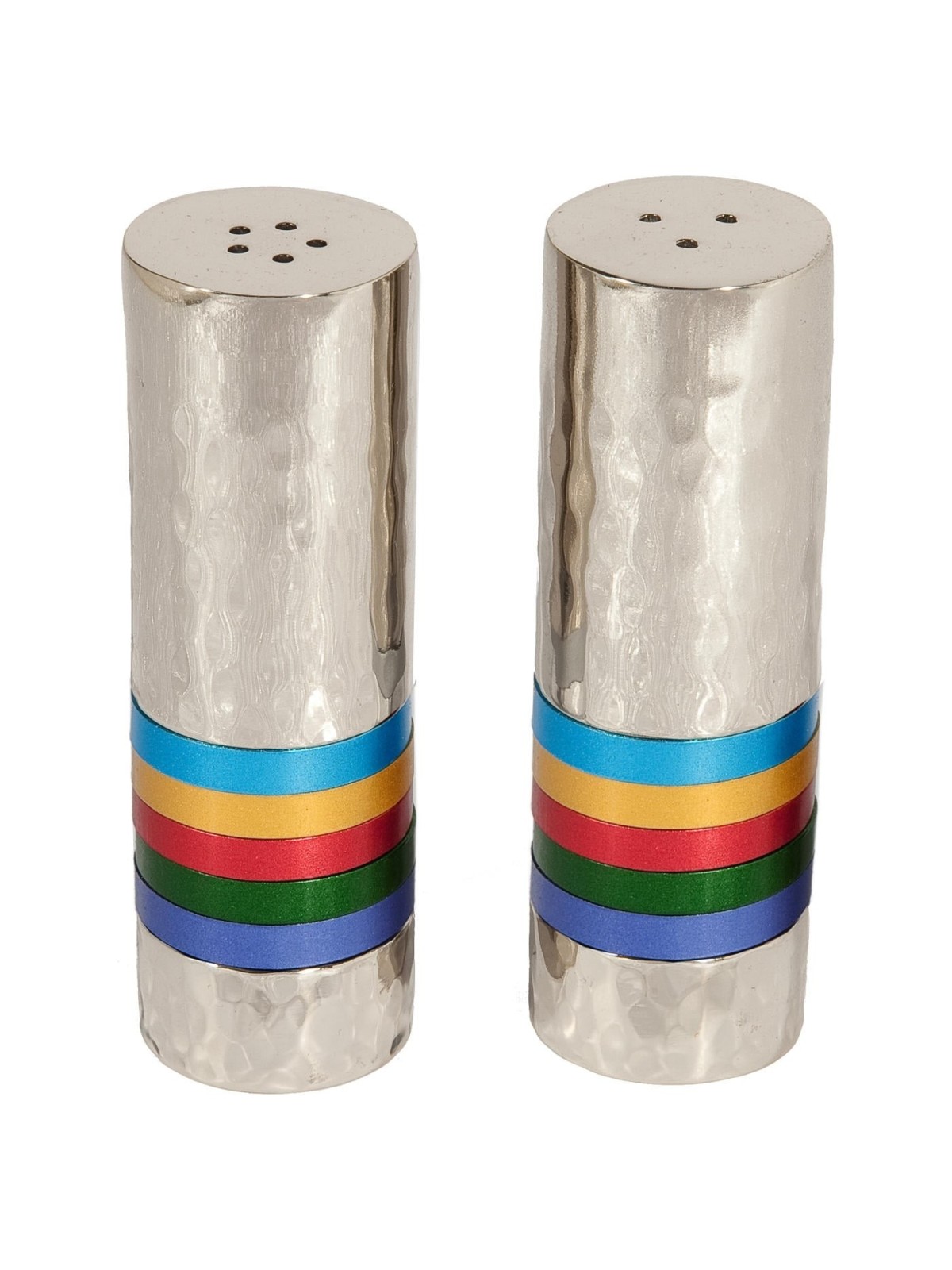 Yair Emanuel Textured Nickel Cylinder Salt and Pepper Set