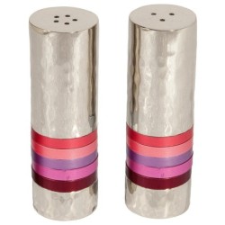 Yair Emanuel Textured Nickel Cylinder Salt and Pepper Set