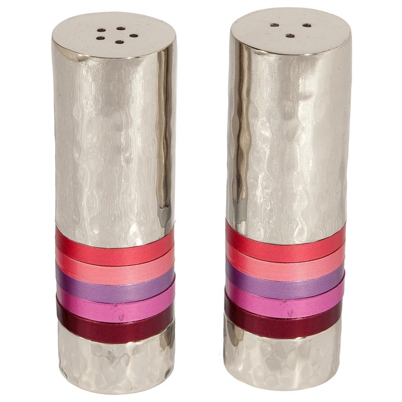 Yair Emanuel Textured Nickel Cylinder Salt and Pepper Set