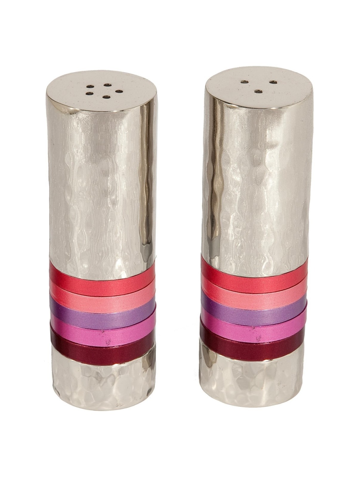 Yair Emanuel Textured Nickel Cylinder Salt and Pepper Set
