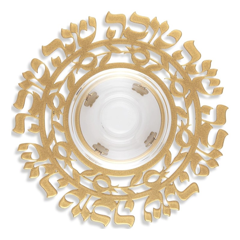 Dorit Judaica Plat de miel Shanah Tovah plaqué or
