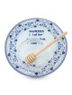 Glass Rosh Hashanah Honey Dish Set - Pomegranates (Blue)