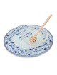 Glass Rosh Hashanah Honey Dish Set - Pomegranates (Blue)