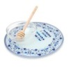 Glass Rosh Hashanah Honey Dish Set - Pomegranates (Blue)