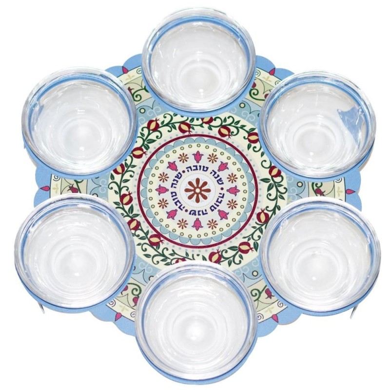 Pomegranate Mandala Rosh Hashanah Seder Plate by Dorit Judaica