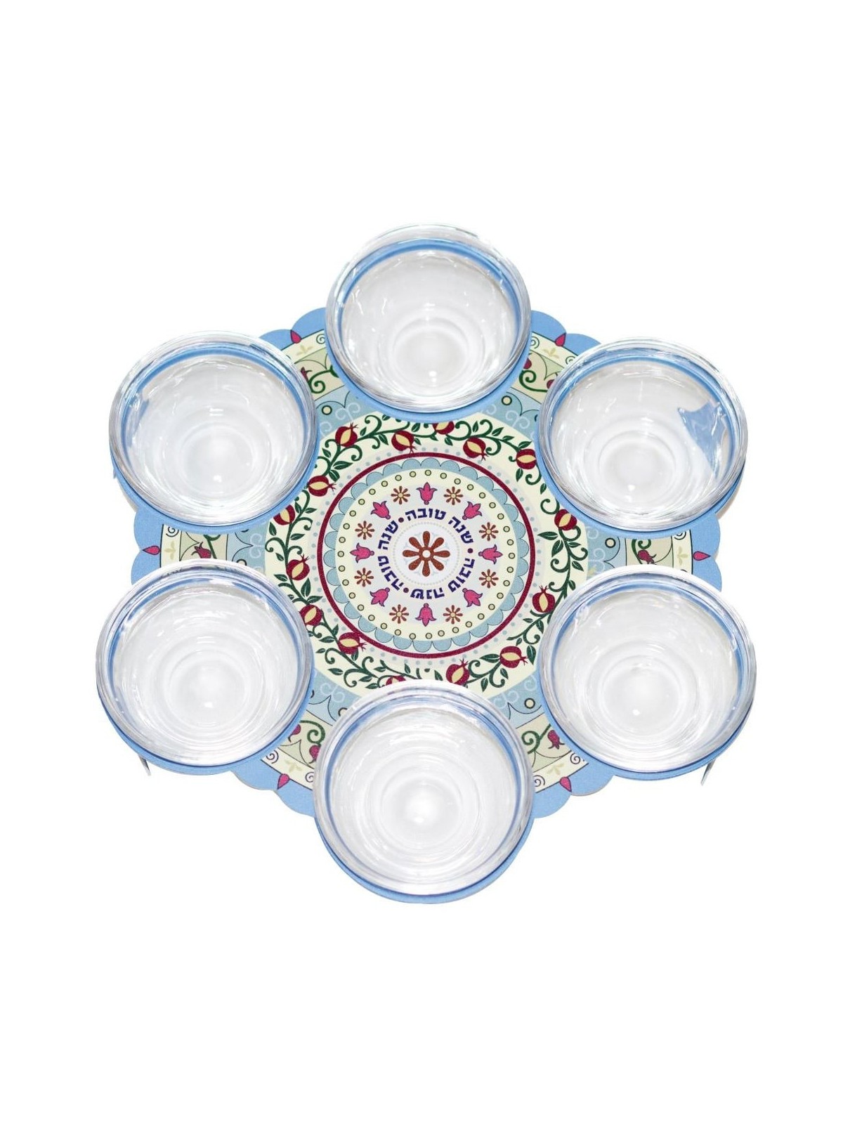 Pomegranate Mandala Rosh Hashanah Seder Plate by Dorit Judaica