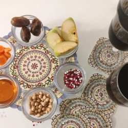 Pomegranate Mandala Rosh Hashanah Seder Plate by Dorit Judaica