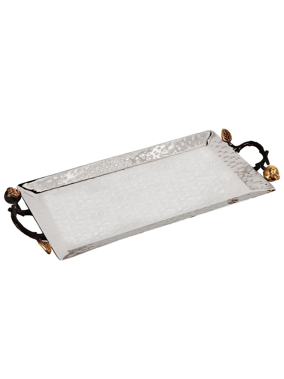 Yair Emanuel Hammered Candlesticks Tray - Pomegranates