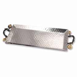 Yair Emanuel Hammered Candlesticks Tray - Pomegranates