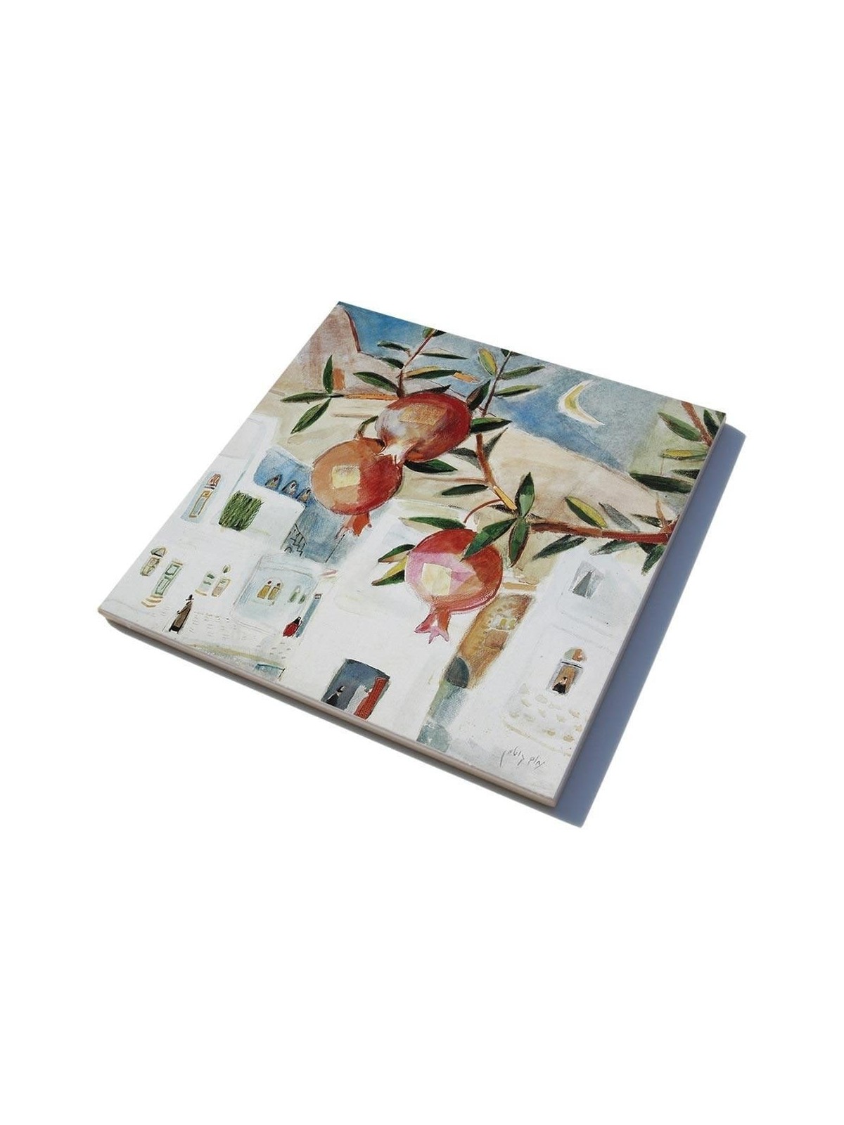 Ofek Wertman Nahum Gutman Ceramic Trivet - Hanging Pomegranates