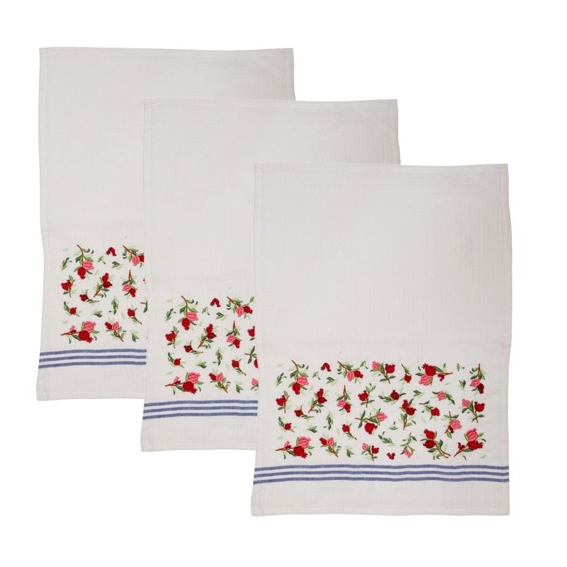 Embroidered Pomegranate Set of 3 Netilat Yadayim Towels by Yair Emanue