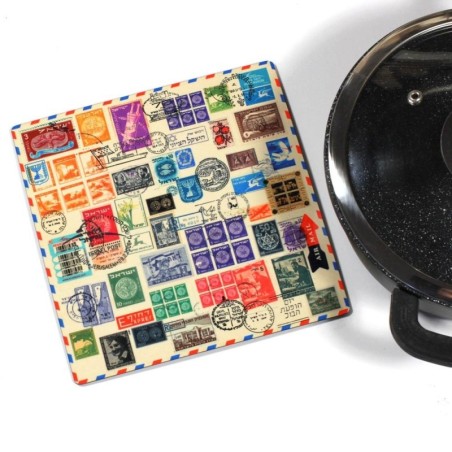 Ofek Wertman Israeli Postage Stamp Wooden Trivet