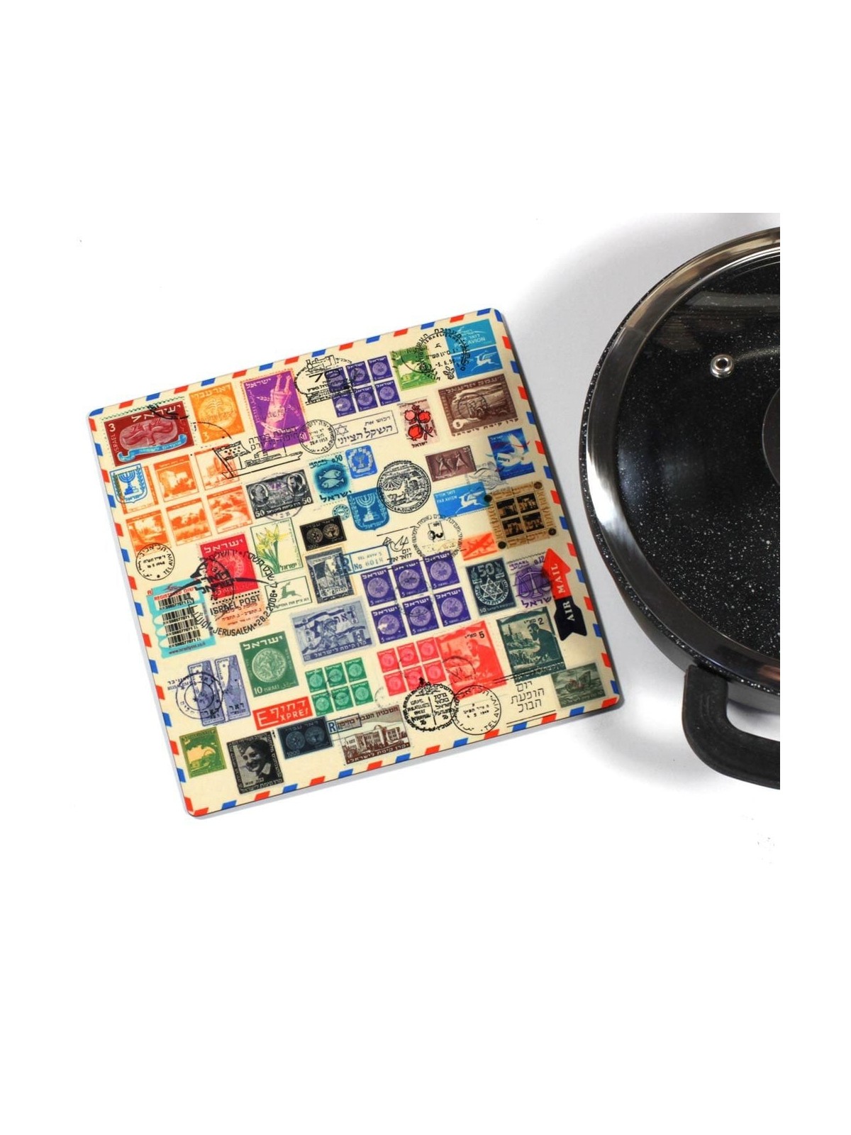 Ofek Wertman Israeli Postage Stamp Wooden Trivet