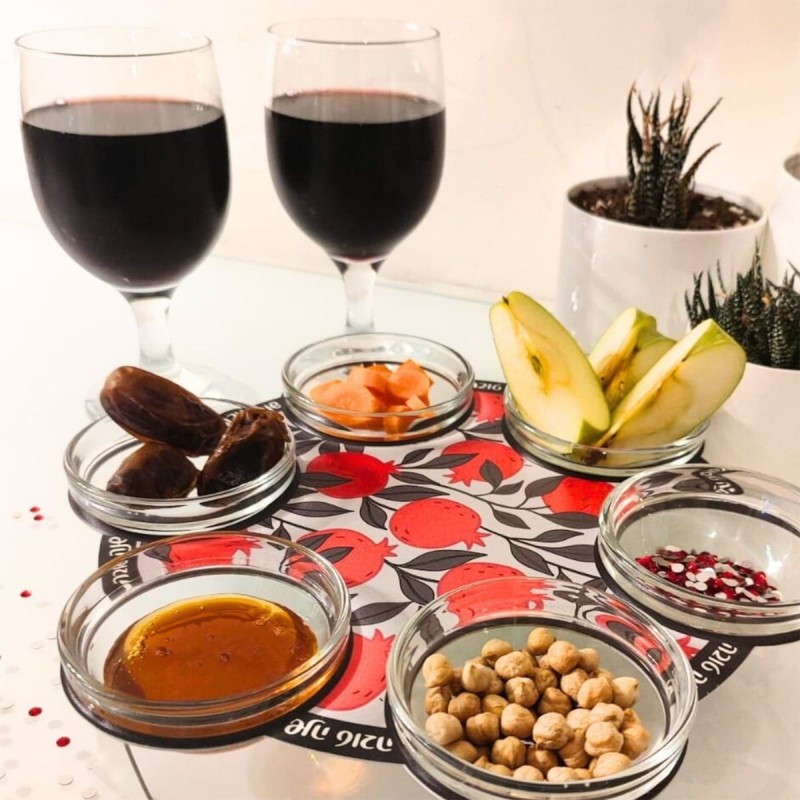 Pomegranate Design Rosh Hashanah Seder Plate by Dorit Judaica