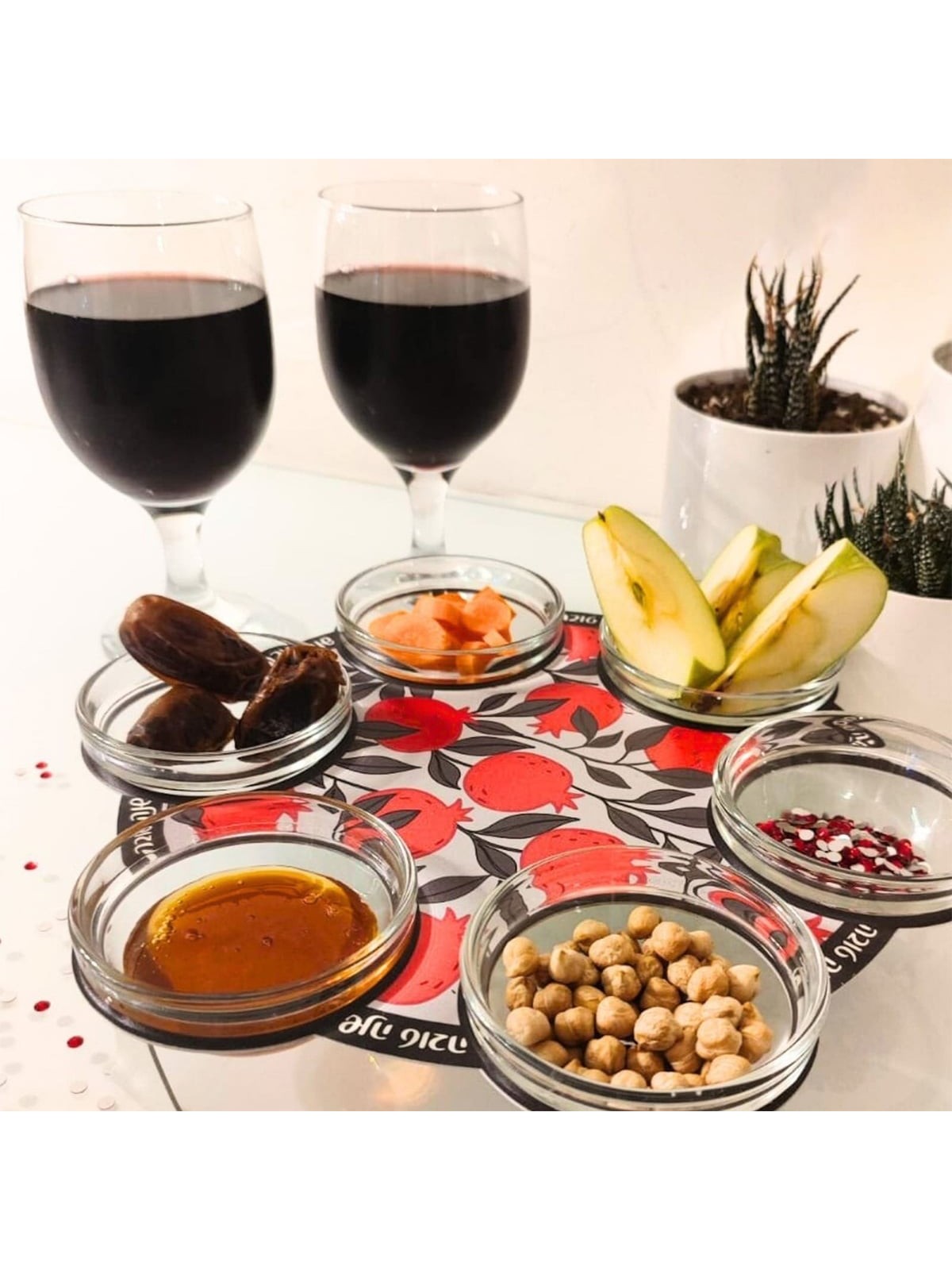 Pomegranate Design Rosh Hashanah Seder Plate by Dorit Judaica