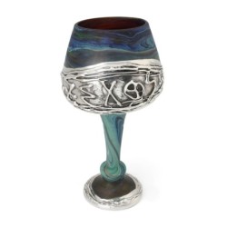 'Jerusalem' Ceramic and Sterling Silver-Plated Kiddush Cup With Ancien