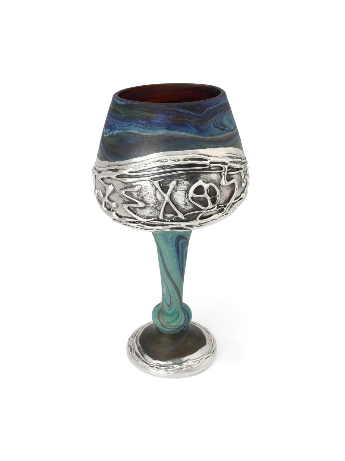 'Jerusalem' Ceramic and Sterling Silver-Plated Kiddush Cup With Ancien