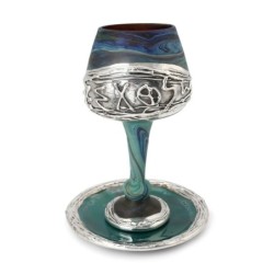'Jerusalem' Ceramic and Sterling Silver-Plated Kiddush Cup With Ancien