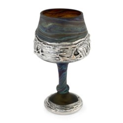 'Jerusalem' Ceramic and Sterling Silver-Plated Kiddush Cup With Ancien