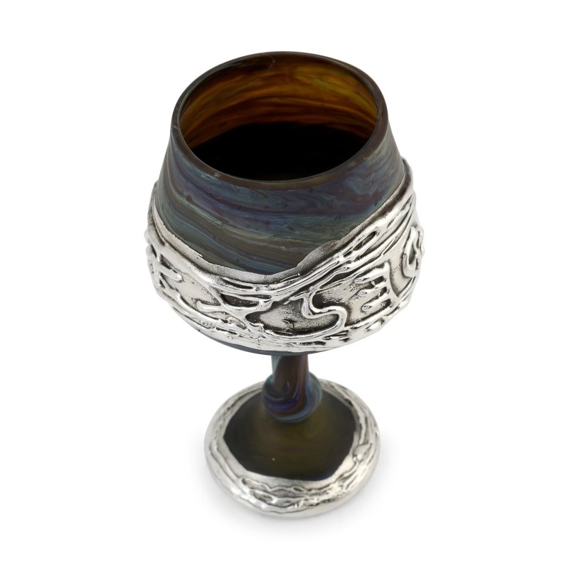 'Jerusalem' Ceramic and Sterling Silver-Plated Kiddush Cup With Ancien