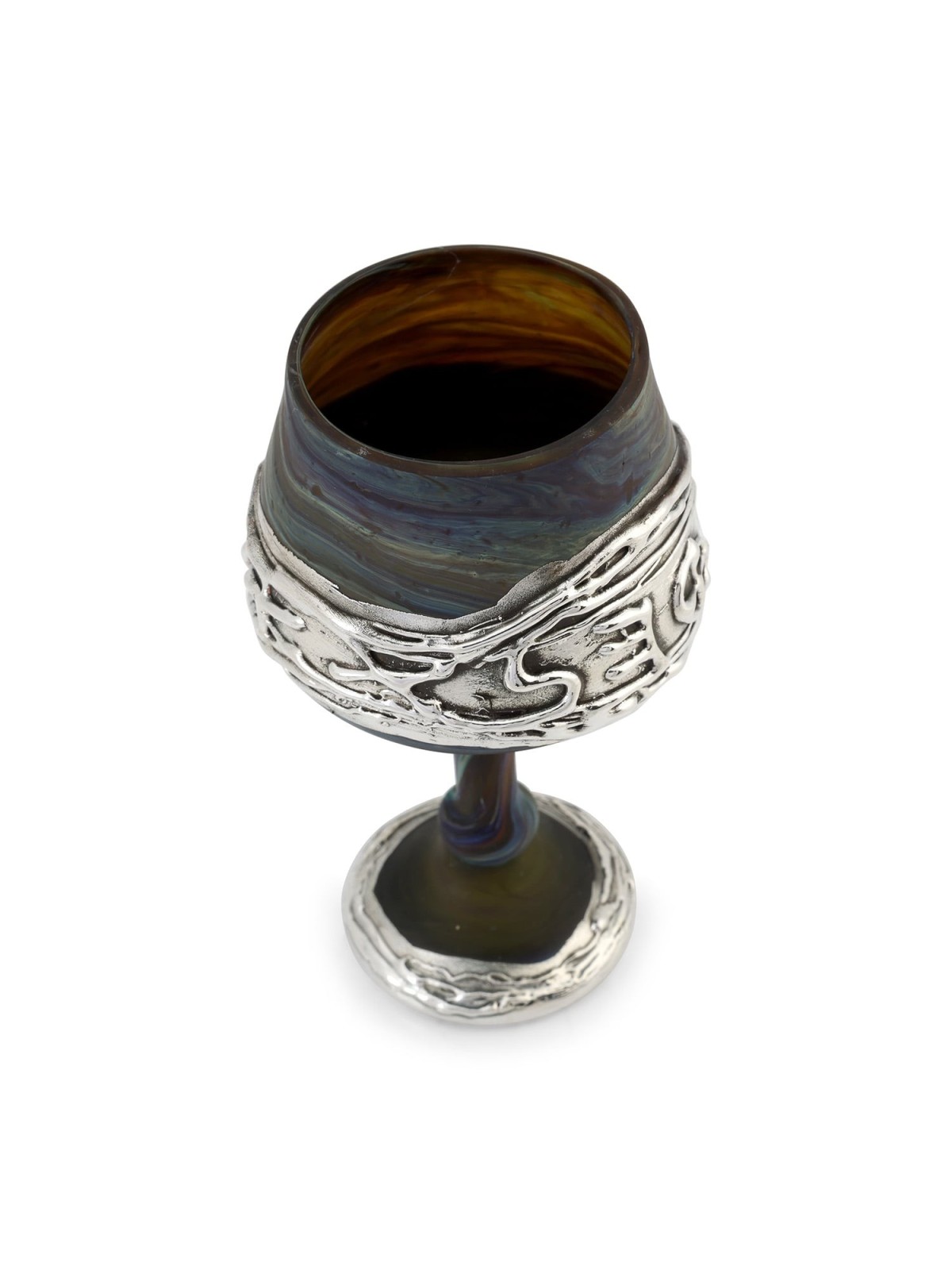 'Jerusalem' Ceramic and Sterling Silver-Plated Kiddush Cup With Ancien