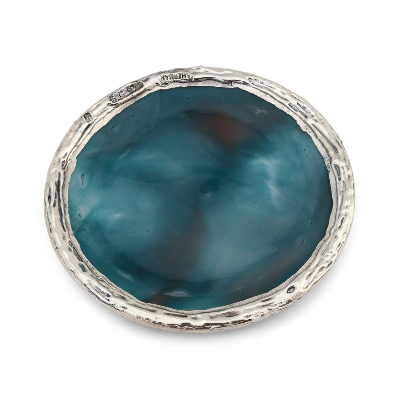 'Jerusalem' Ceramic and Sterling Silver-Plated Kiddush Cup With Ancien