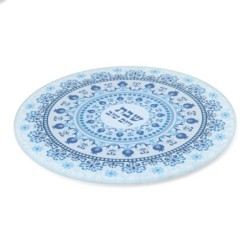 Shabbat and Yom Tov Glass Pomegranate Trivet - Blue