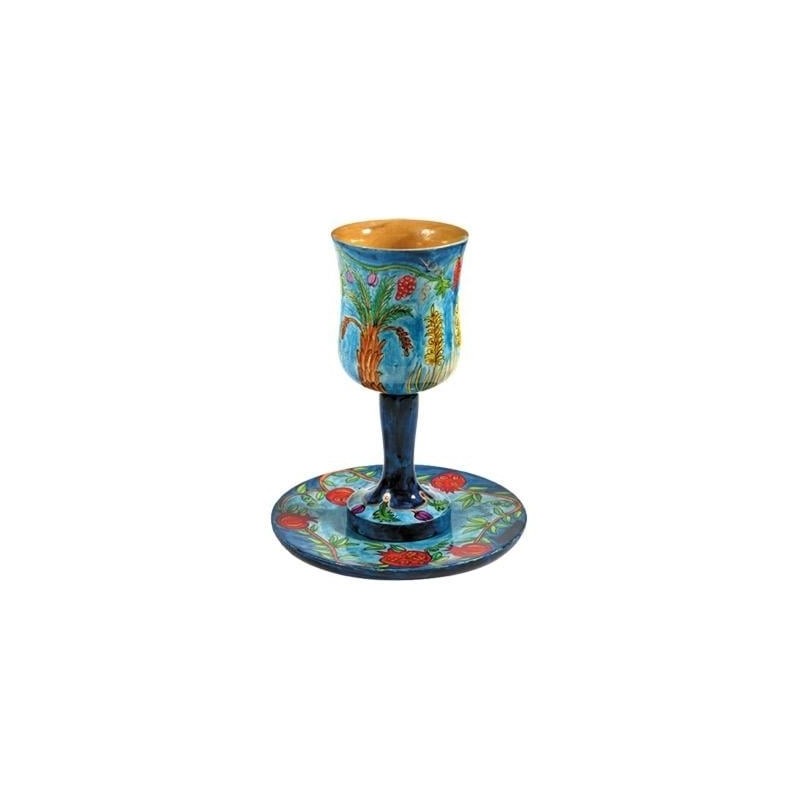 Yair Emanuel Stemmed Cup and Saucer - Seven Species